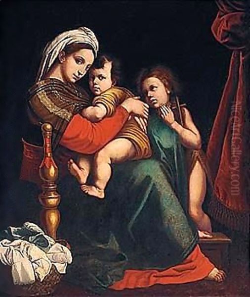 'Madonna della sedia' Oil Painting by Raphael (Raffaello Sanzio of Urbino)