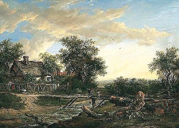 The Village Ford Oil Painting by Patrick Nasmyth