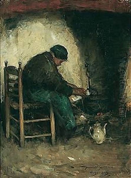 By The Hearth Oil Painting by Robert Gemmell Hutchison