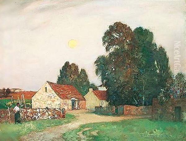 Harvest Moon Oil Painting by James Whitelaw Hamilton