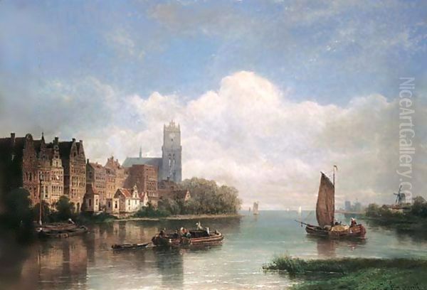 Un Capriccio De Dordrecht Oil Painting by Pierre Justin Ouvrie