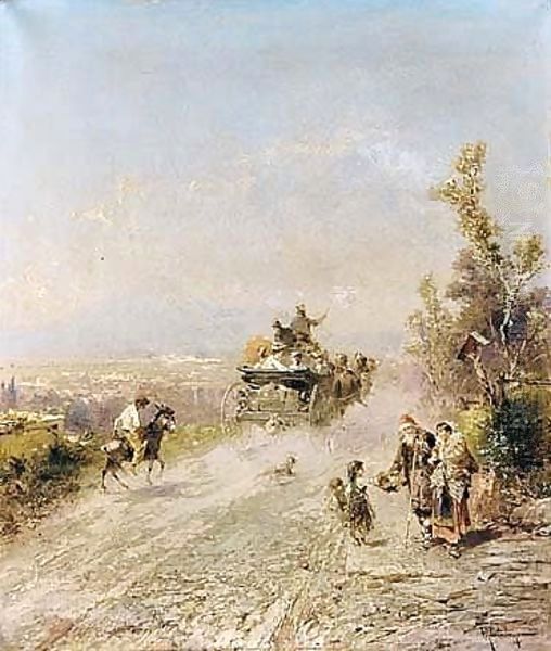 Auf Der Strasse Nach Pompeii (On The Road To Pompeii) Oil Painting by Franz Richard Unterberger