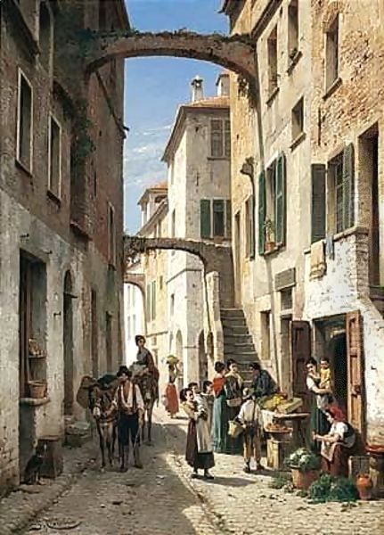 The Via Mezzo In Bordighera Oil Painting by Jacques Carabain