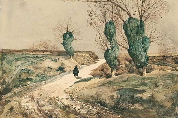 Le Chemin Creux Oil Painting by Henri-Joseph Harpignies