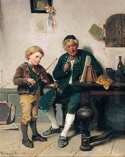 Die Musikstunde (The Music Lesson) Oil Painting by Marc Louis Benjamin Vautier