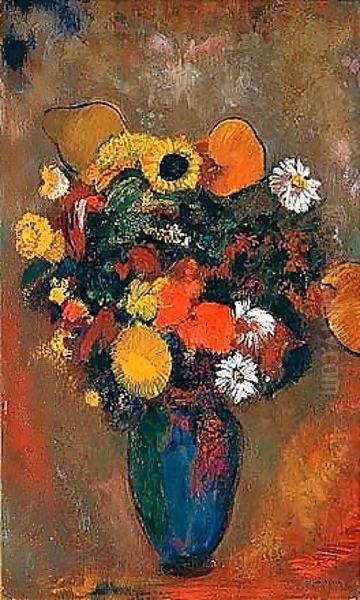 Fleurs Dans Un Vase Vert 2 Oil Painting by Odilon Redon