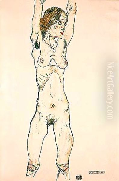 Green girl Oil Painting by Egon Schiele