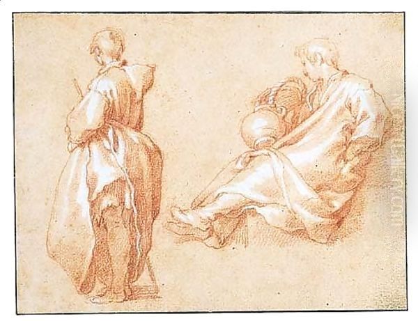 Study Of A Standing Man And Another Seated With Outstretched Legs Oil Painting by Abraham Bloemaert