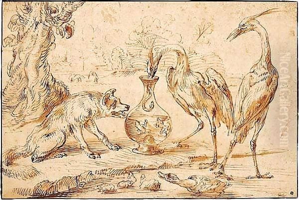 Pen And Brown Ink And Wash Oil Painting by Frans Snyders