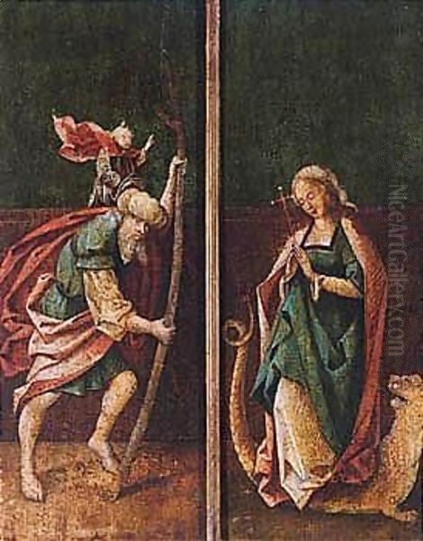 Saint Christopher And Saint Margaret Of Antioch Oil Painting by South Netherlandish School