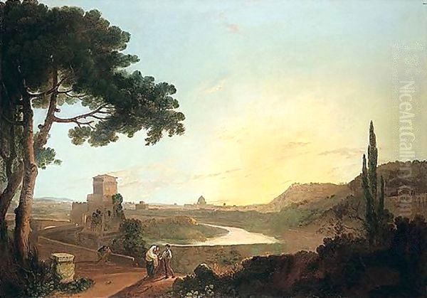 View Of Rome And The Ponte Molle Oil Painting by Richard Wilson