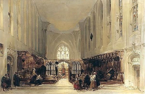 Interior Of A Church Oil Painting by David Roberts