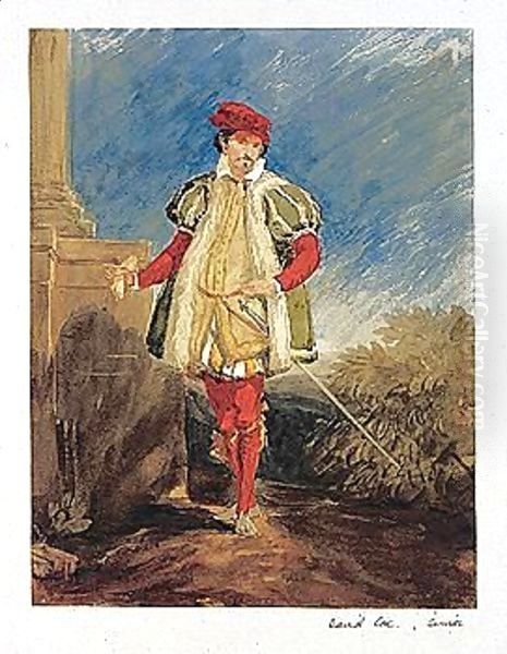 Study Of A Gentleman In Elizabethan Costume Oil Painting by David Cox