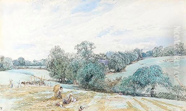 Hampstead Fields Oil Painting by Myles Birket Foster