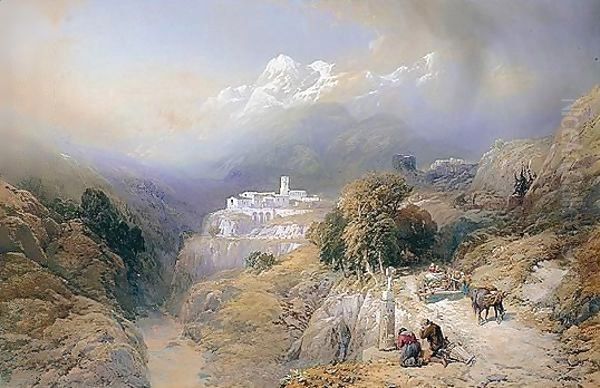 The Hospice - Simplon Pass, Switzerland Oil Painting by Thomas Miles Richardson