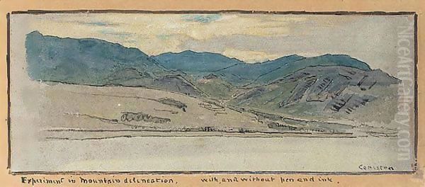 Two Studies Of The Old Man Of Coniston, Lancashire Oil Painting by Albert Goodwin