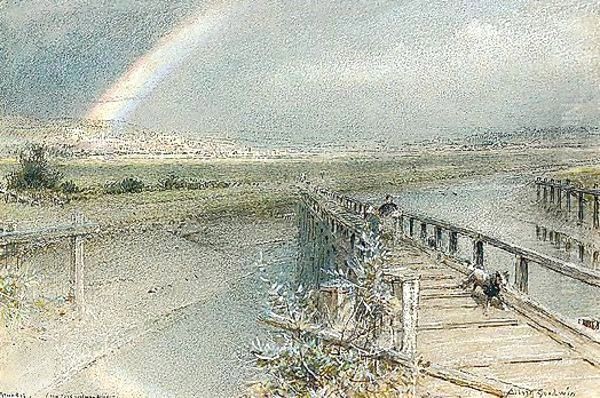 Arundel From Ford Railway Bridge Oil Painting by Albert Goodwin