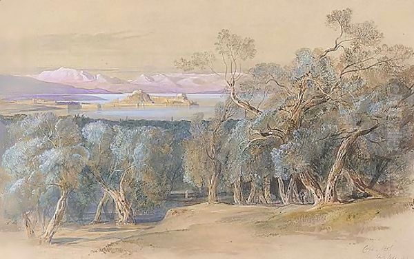 The Citadel From Above The Village Of Ascension, Corfu Oil Painting by Edward Lear