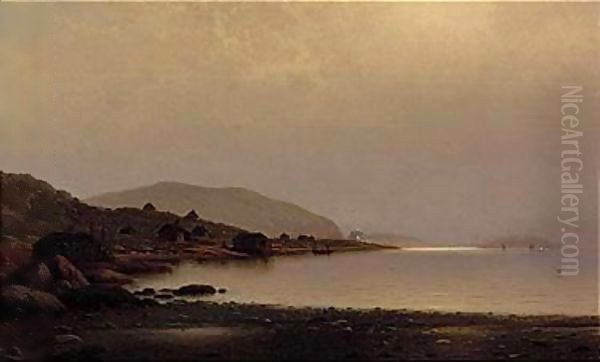 Fishermens' homes near cape St. Johns, coast of Labrador Oil Painting by William Bradford