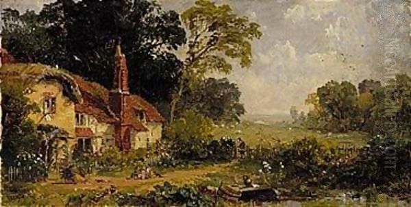 The four seasons, Cottage in a landscape Oil Painting by Jasper Francis Cropsey