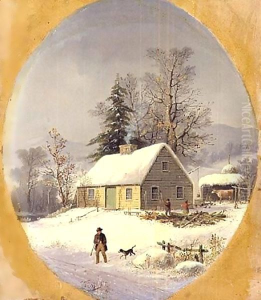 Durrie-christmas 1857 Oil Painting by George Henry Durrie