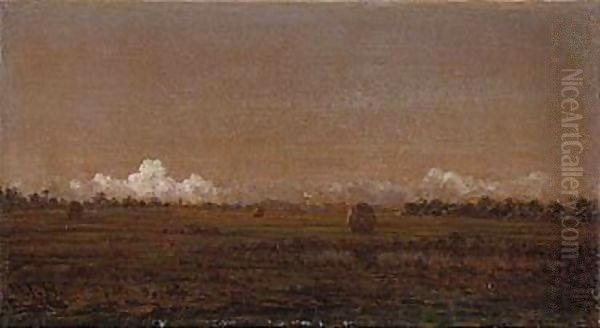 Low clouds over a marsh Oil Painting by Martin Johnson Heade