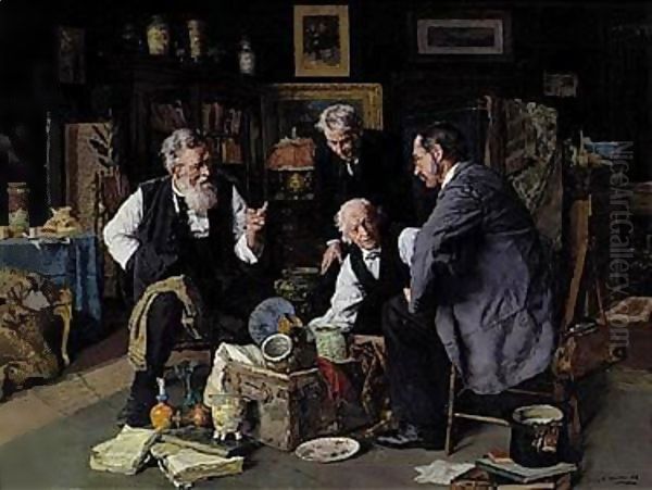 The connoisseurs Oil Painting by Louis Charles Moeller