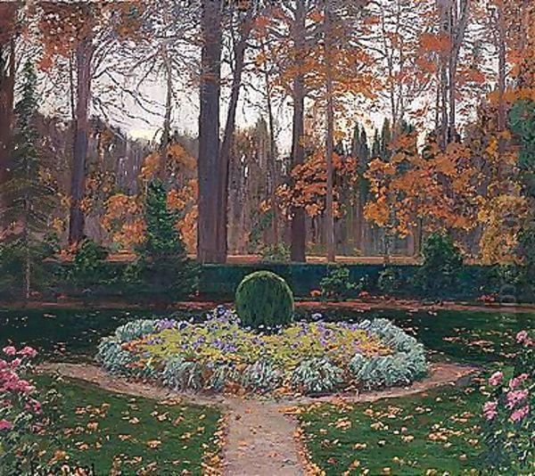 Jardines De Aranjuez, Otono (Gardens Of Aranjuez, Autumn) Oil Painting by Santiago Rusinol i Prats