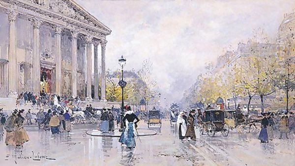 Mariage A La Madeleine, Paris Oil Painting by Eugene Galien-Laloue