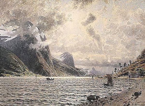 Fjord Landscape Oil Painting by Adelsteen Normann