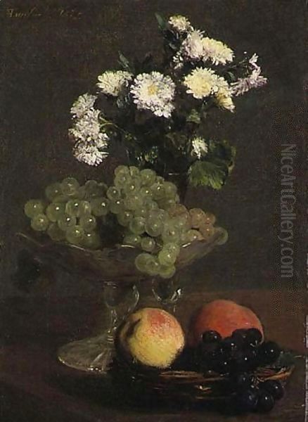 Nature Morte, Fleurs Et Fruits Oil Painting by Ignace Henri Jean Fantin-Latour