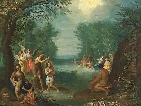 The Baptism Of Christ Oil Painting by Jacob Andries Beschey