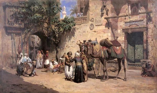 In The Courtyard 2 Oil Painting by Frederick Arthur Bridgman