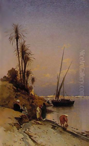 On The Banks Of The Nile Oil Painting by Hermann David Solomon Corrodi