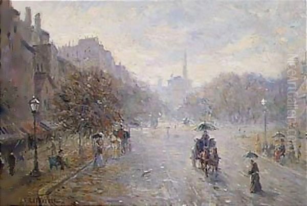 Paris, Un Jour De Pluie Oil Painting by Jean-Francois Raffaelli