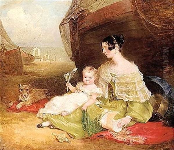 Caroline Rolfe Married Captain Thomas Preston Of Lowestoft (1795-1885) Oil Painting by Joseph Clover