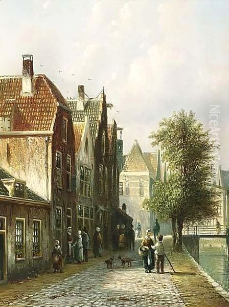 A View Of The Palmgracht Oil Painting by Johannes Franciscus Spohler