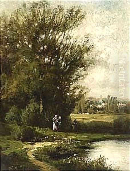 Bord D'Une Riviere (A Pair) Oil Painting by Leon Victor Dupre