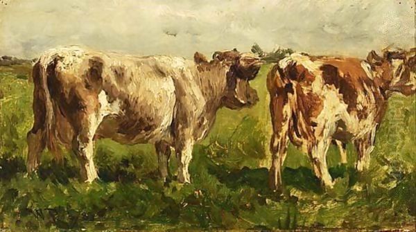 Cows In A Field Oil Painting by Willem Roelofs