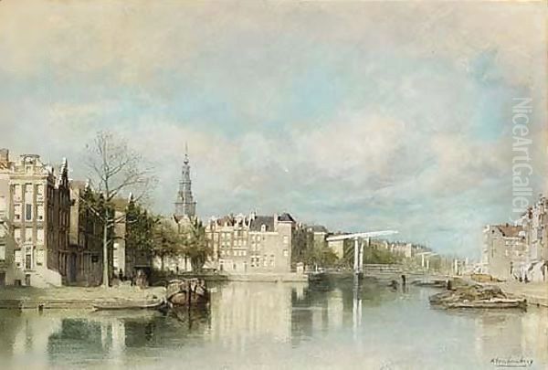 A View Of Amsterdam 3 Oil Painting by Johannes Christiaan Karel Klinkenberg