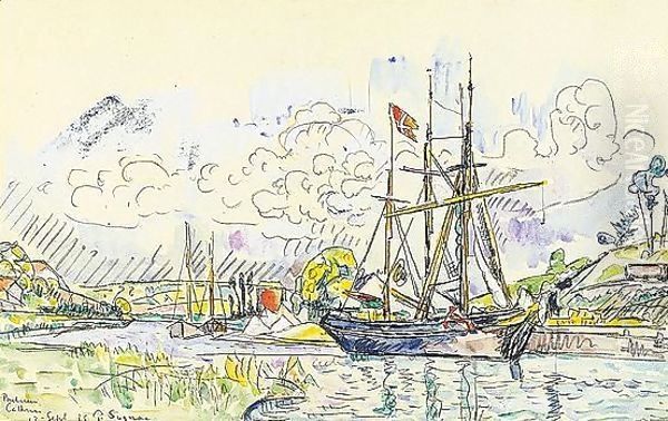 Voiliers A quai Oil Painting by Paul Signac