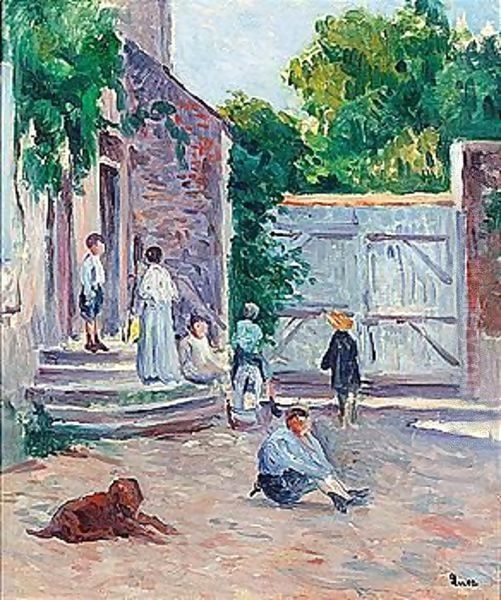 Cour de ferme A bessy-sur-cure Oil Painting by Maximilien Luce