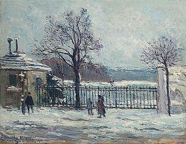 Rue gudin, vue d'hiver sur le jardin Oil Painting by Maximilien Luce