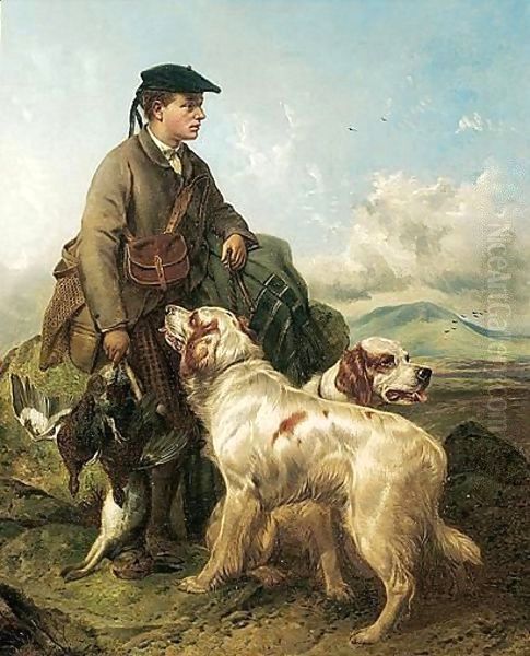 Highlander With Setters And Game Oil Painting by Richard Ansdell