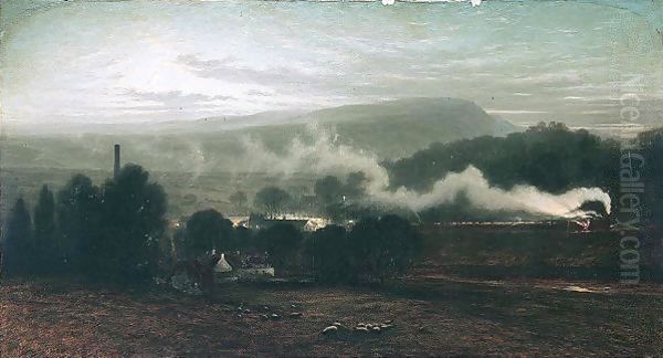 The Night Mail To The North, Bridge Of Allan Station Oil Painting by Waller Hugh Paton