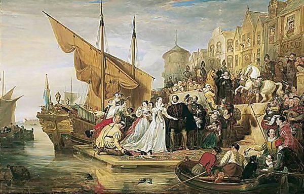 Mary Queen Of Scots Arriving At Leith, 1651 Oil Painting by Sir William Allan