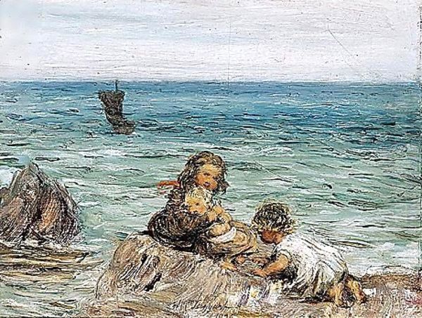 Waiting For Father Oil Painting by William McTaggart