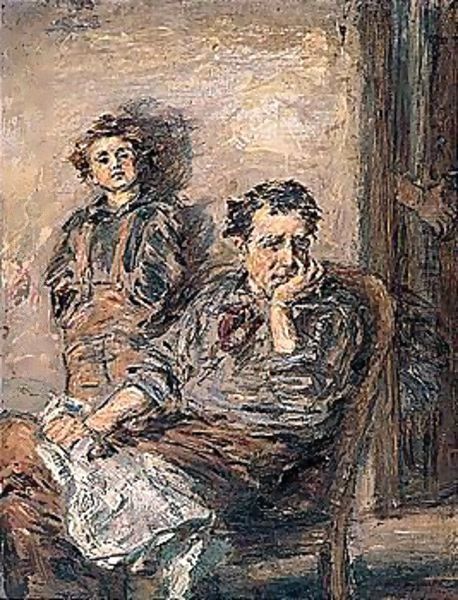 Fisherman And Son Oil Painting by William McTaggart