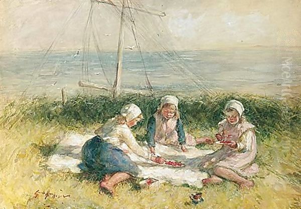 Strawberries And Cream Oil Painting by Robert Gemmell Hutchison