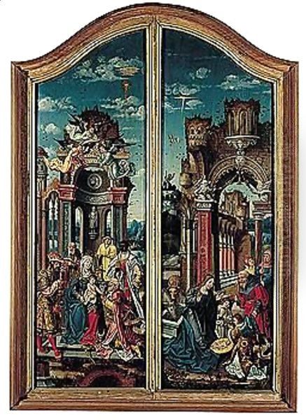 Altarpiece Inner And Outer Wings, Framed Together Oil Painting by Unknown Painter